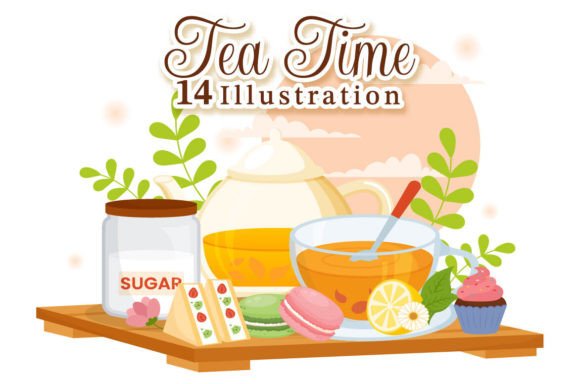 Charming 14 Tea Time Vector Illustrations for Crafters