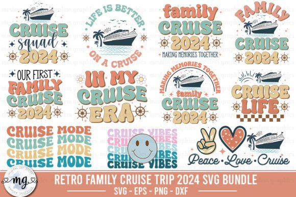 Family Cruise 2024 Retro SVG Bundle for T-Shirt Designs
