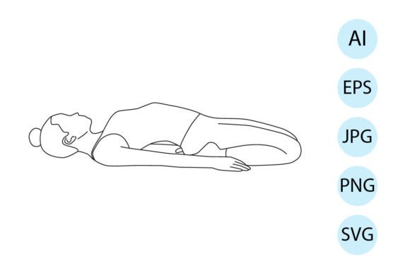 Line Art of Yoga in Reclining Hero Pose: A Graphics Review