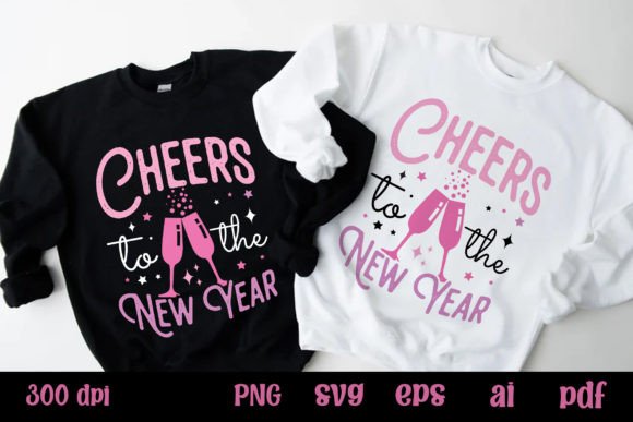 Pink New Year SVG Graphics for T-Shirt Designs